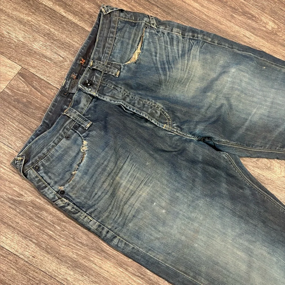 Ed Hardy Men's 34x34 Denim by Christian Audigier Jeans Dark Blue Wash ButtonFly